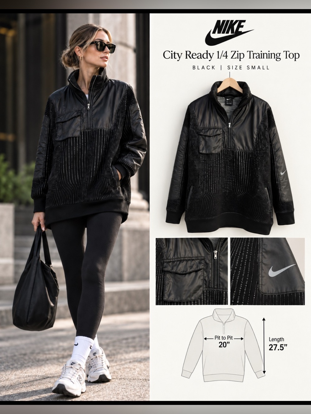 Nike Women’s City Ready 1/4 Zip Training Top | Small | Oversized | Mixed Media